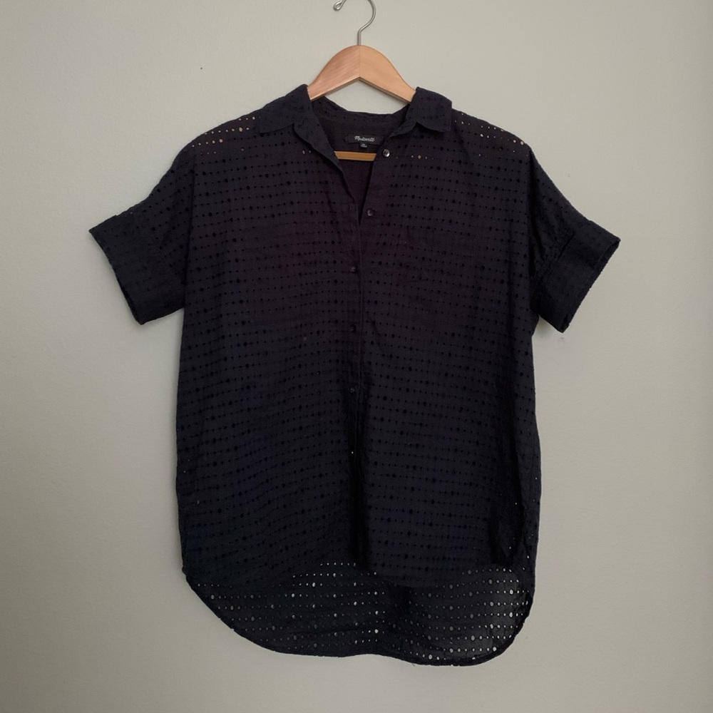 Madewell Navy Eyelet Courier Top